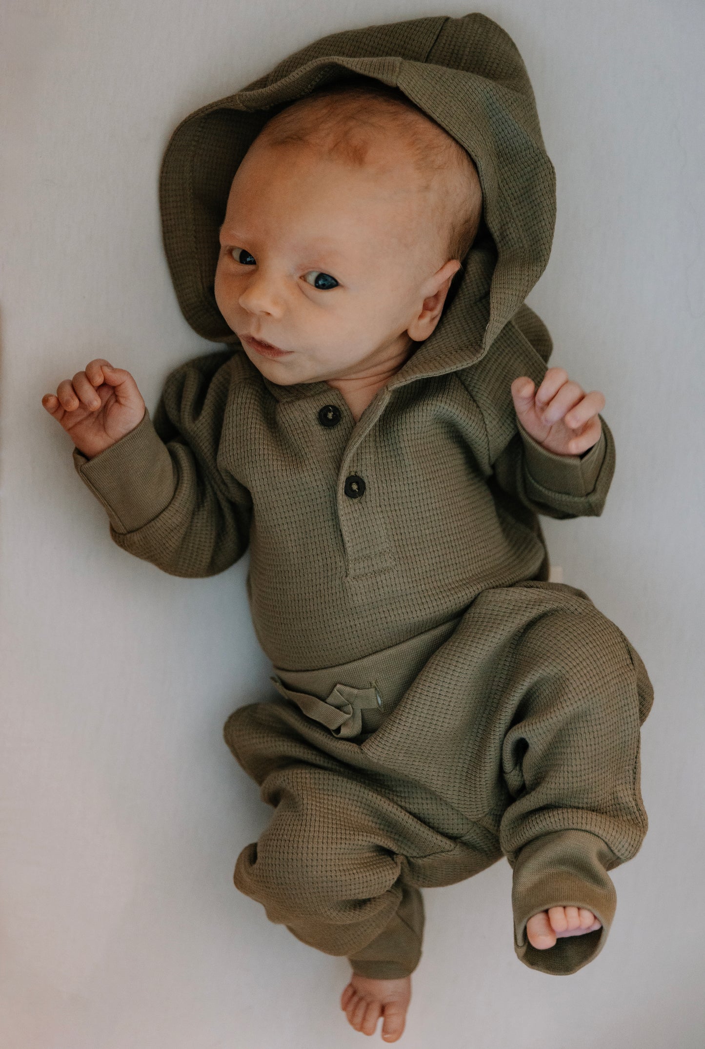 Organic Baby Waffle Hooded Bodysuit