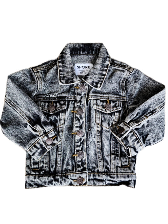 Acid Wash Jean Jacket - Black