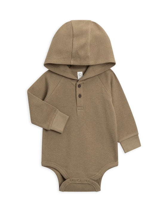 Organic Baby Waffle Hooded Bodysuit