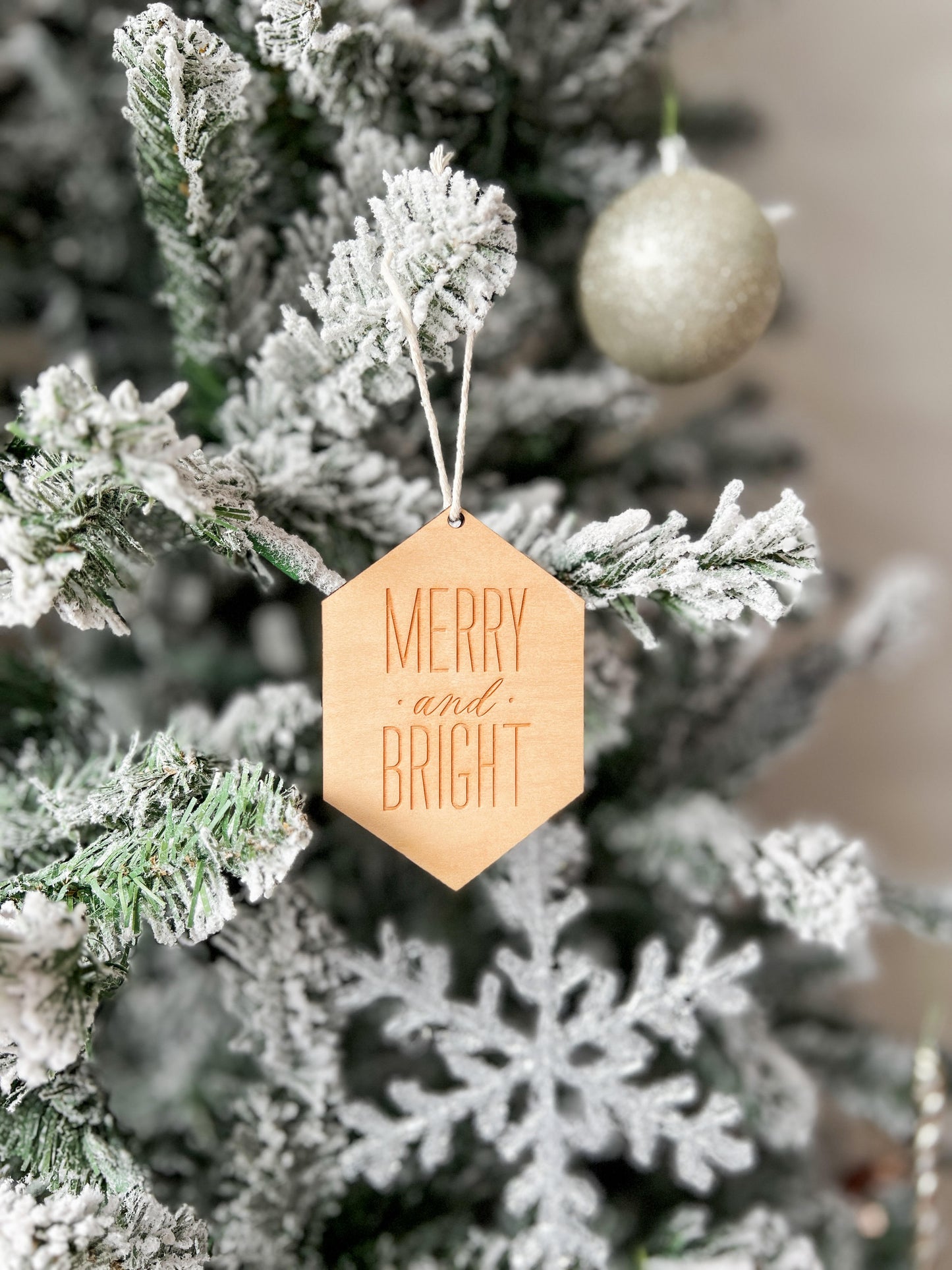 Merry and Bright Wooden Ornament